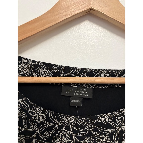 NWT Women's J. Jill Wearever Border Printed Knit Top – Black – Large - Picture 3 of 5